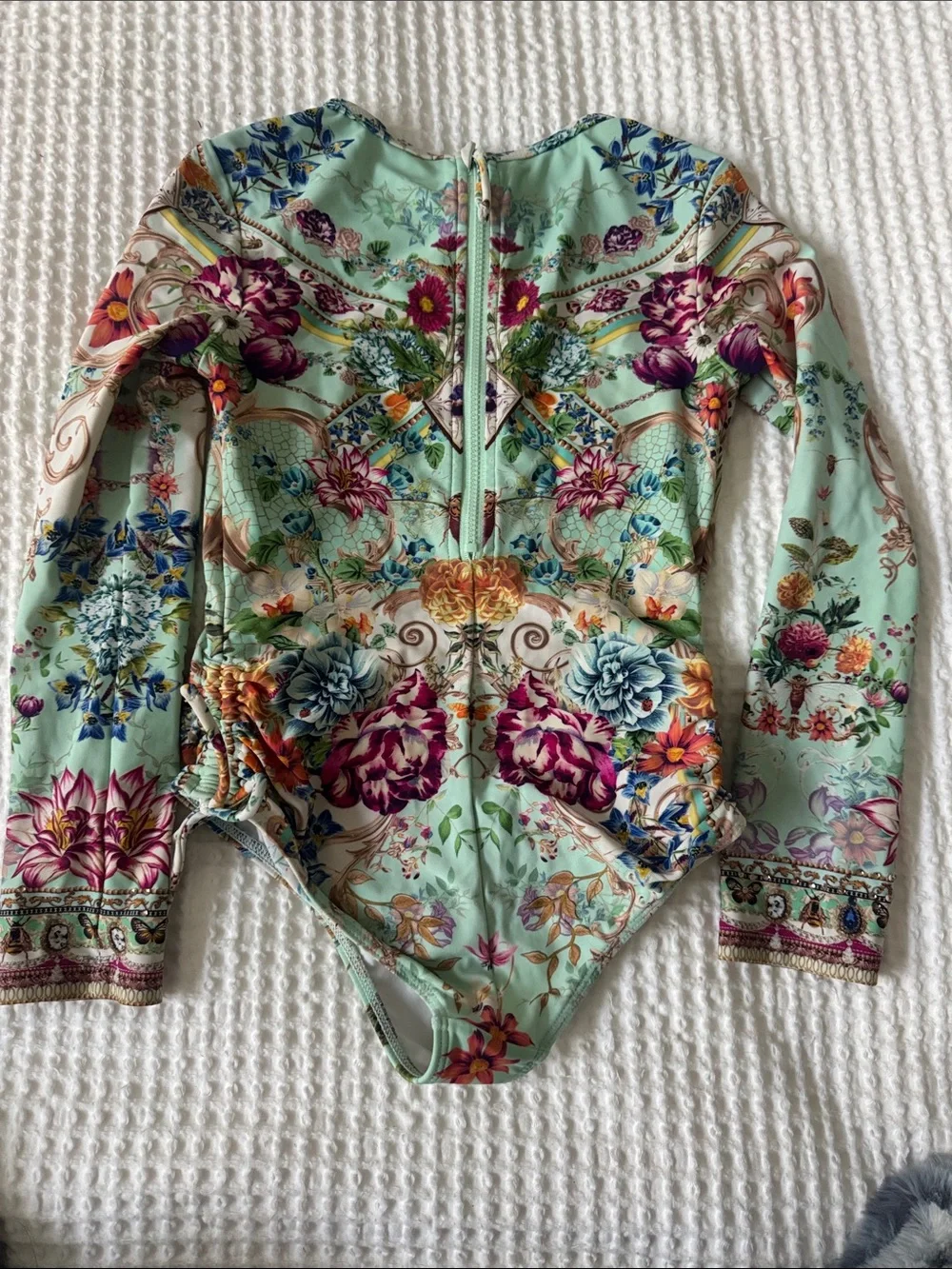 Camilla Girls Mint Floral Long-Sleeve Swim Rashguard
